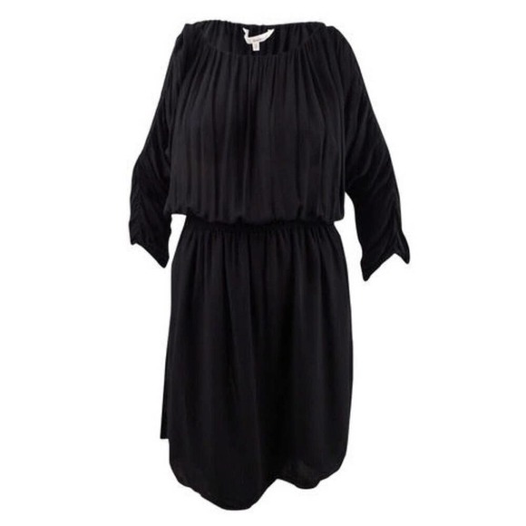 Rachel Roy Black Ruched Waist Dolman Sleeve Midi Dress Women's Plus Size 1x